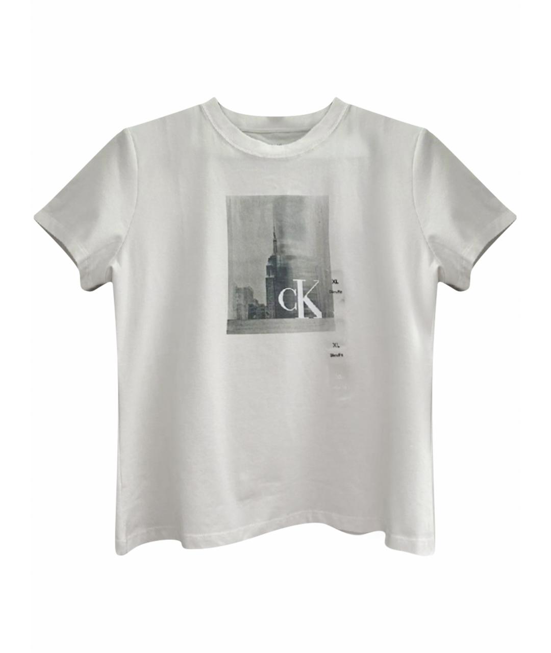 CALVIN KLEIN Бежевая хлопко-эластановая футболка, фото 1