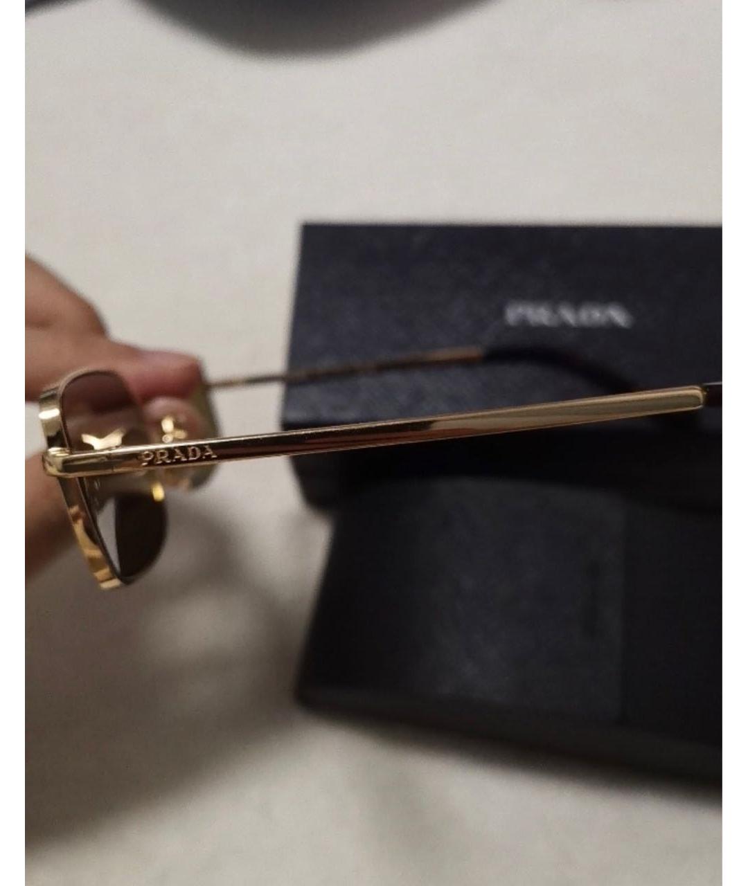 PRADA Золотые металлические солнцезащитные очки, фото 3