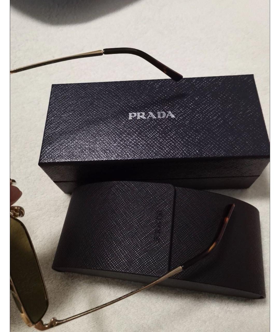 PRADA Золотые металлические солнцезащитные очки, фото 4