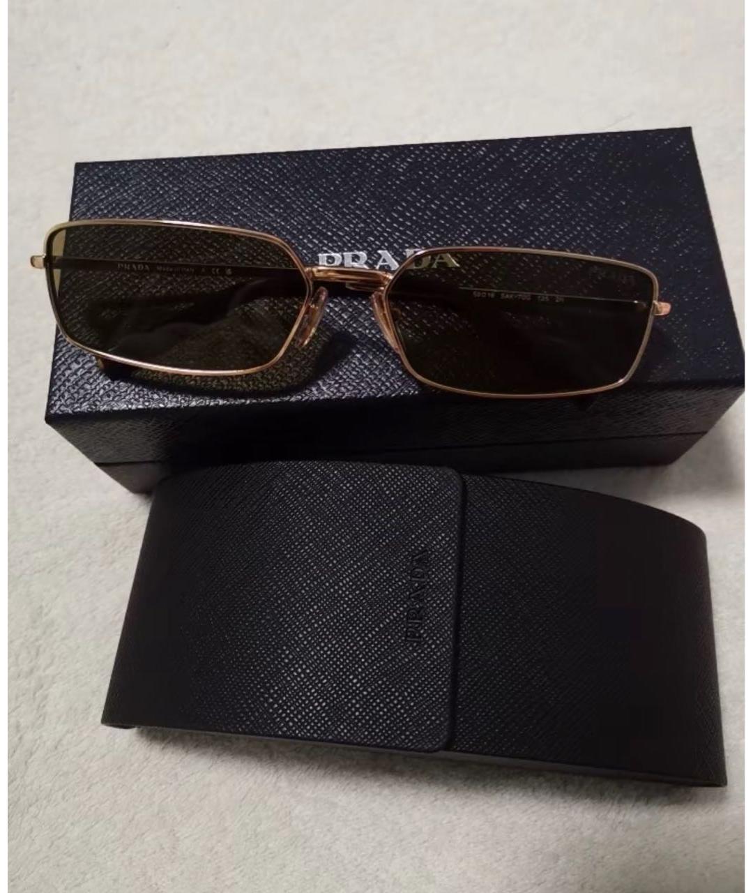PRADA Золотые металлические солнцезащитные очки, фото 2