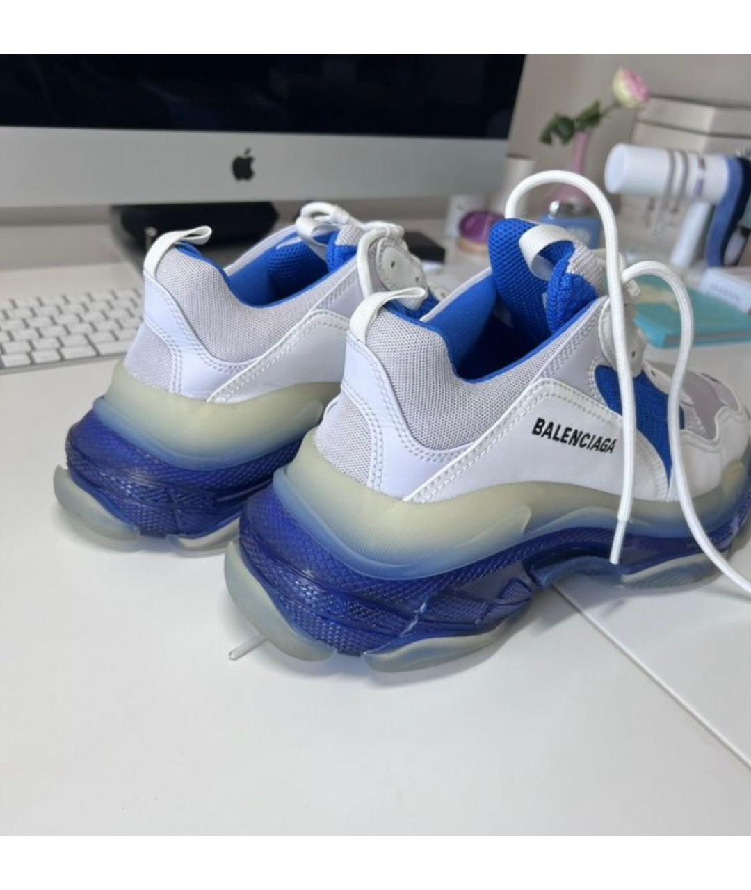 BALENCIAGA Синие синтетические низкие кроссовки / кеды, фото 3