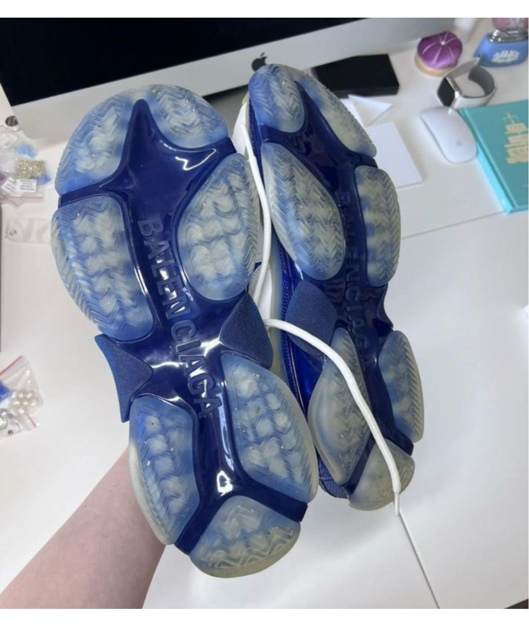 BALENCIAGA Синие синтетические низкие кроссовки / кеды, фото 4