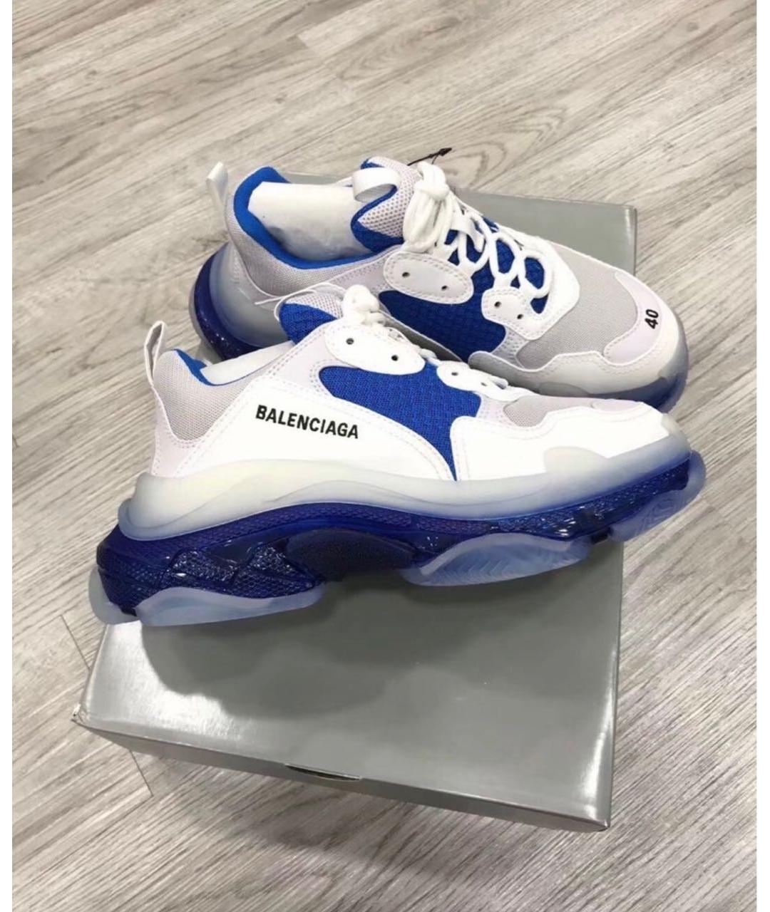 BALENCIAGA Синие синтетические низкие кроссовки / кеды, фото 7