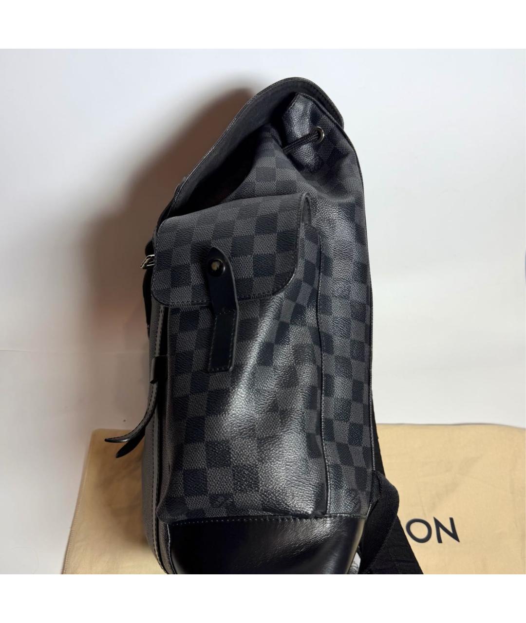 LOUIS VUITTON Черный кожаный рюкзак, фото 7
