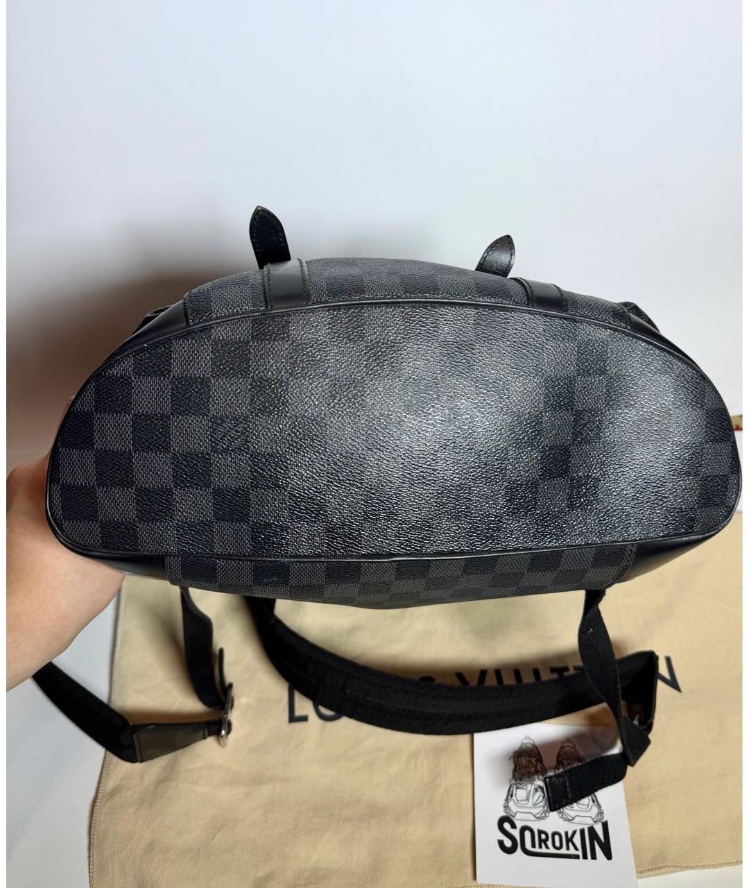 LOUIS VUITTON Черный кожаный рюкзак, фото 5