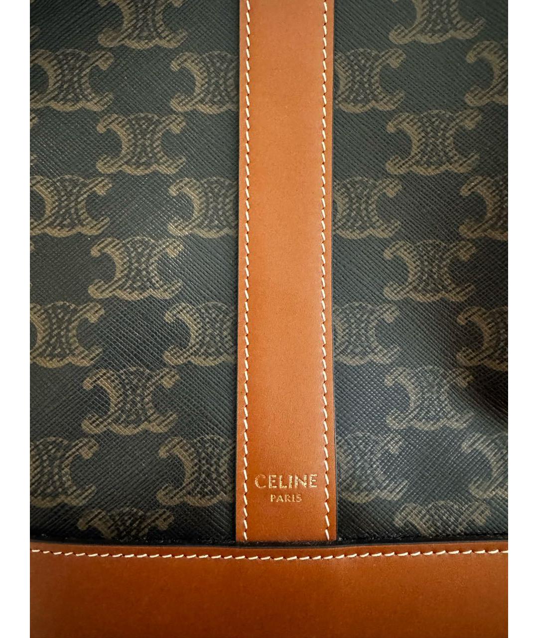 CELINE Коричневая канва сумка тоут, фото 4