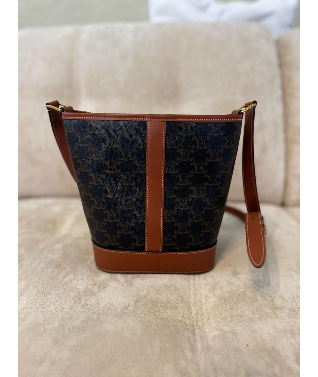 CELINE Коричневая канва сумка тоут, фото 3