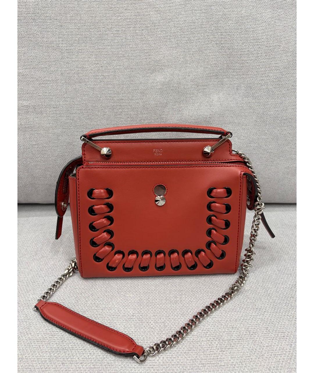 FENDI Коралловая кожаная сумка через плечо, фото 6