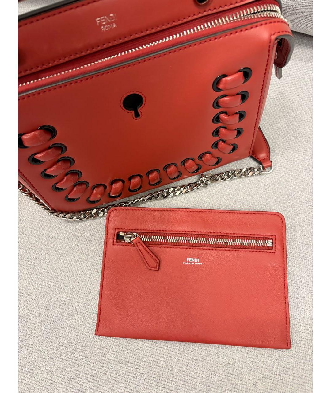 FENDI Коралловая кожаная сумка через плечо, фото 5
