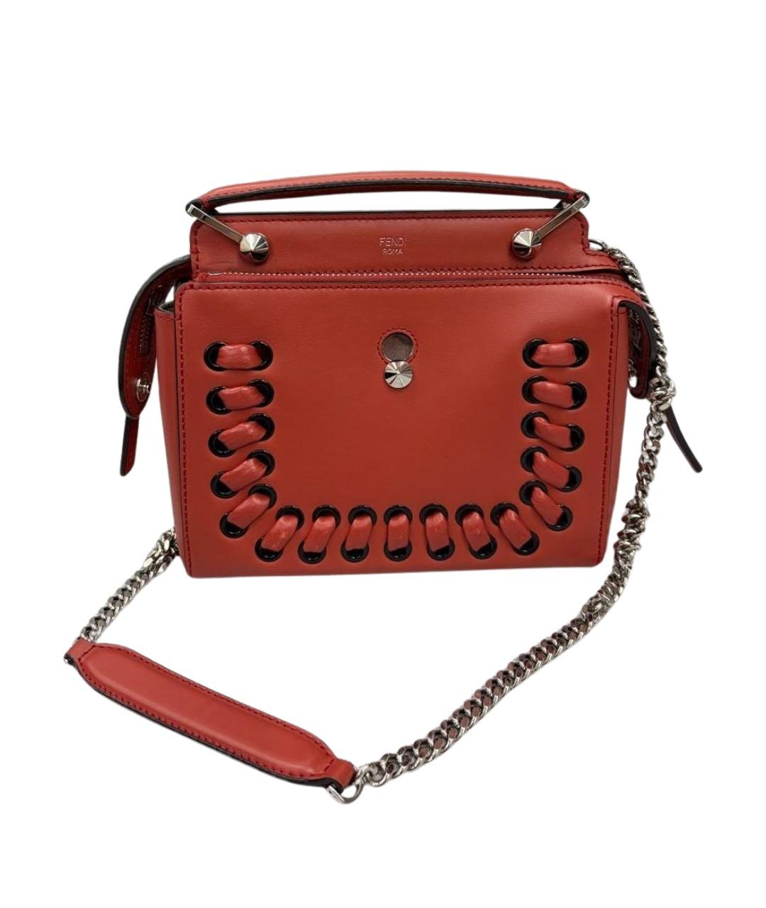 FENDI Коралловая кожаная сумка через плечо, фото 1