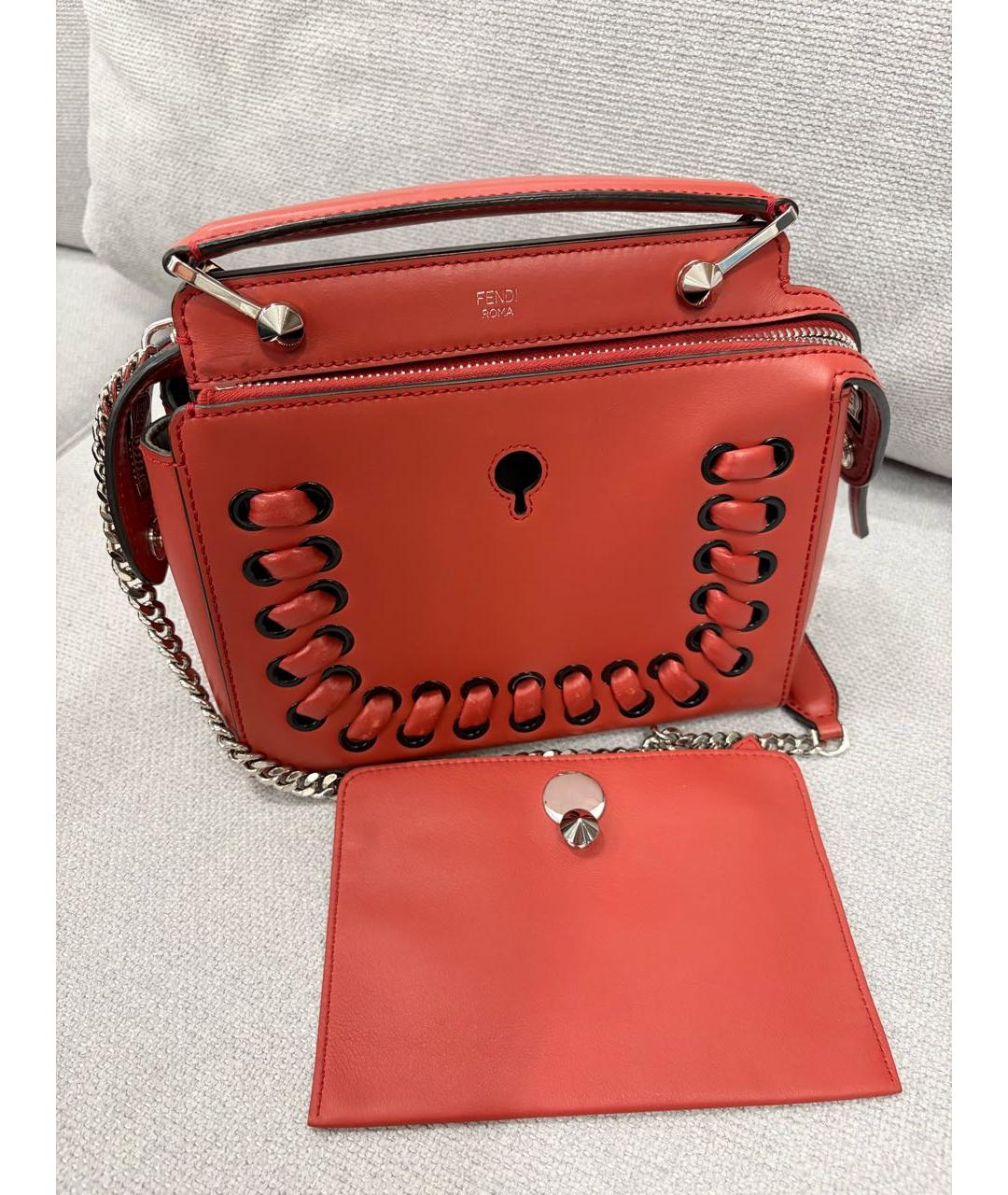 FENDI Коралловая кожаная сумка через плечо, фото 2