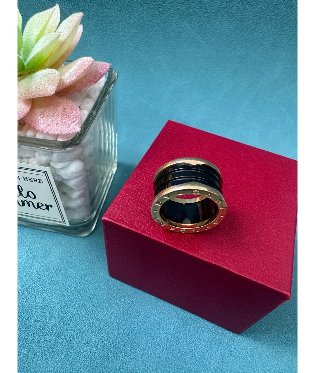 BVLGARI Черное кольцо из розового золота, фото 4