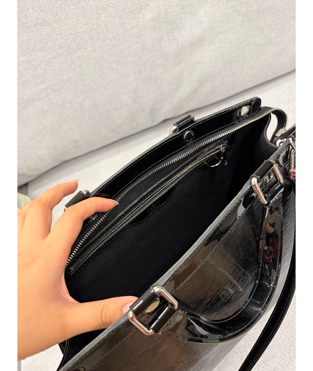 LOUIS VUITTON Черная кожаная сумка с короткими ручками, фото 4