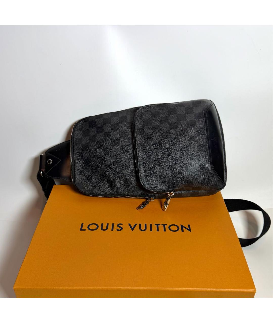 LOUIS VUITTON Черная канва сумка на плечо, фото 3