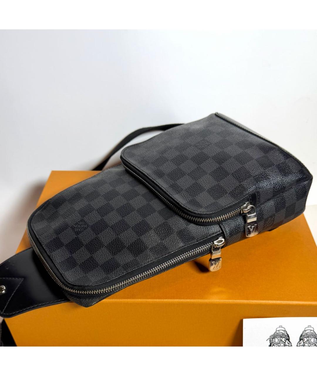 LOUIS VUITTON Черная канва сумка на плечо, фото 2