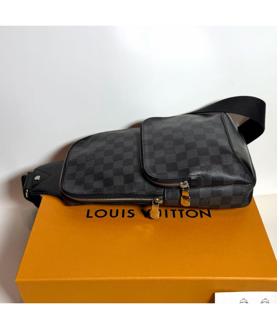 LOUIS VUITTON Черная канва сумка на плечо, фото 4