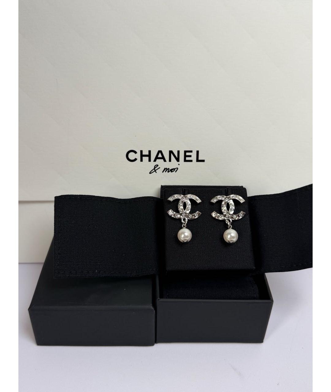 CHANEL Серебряные металлические серьги, фото 2