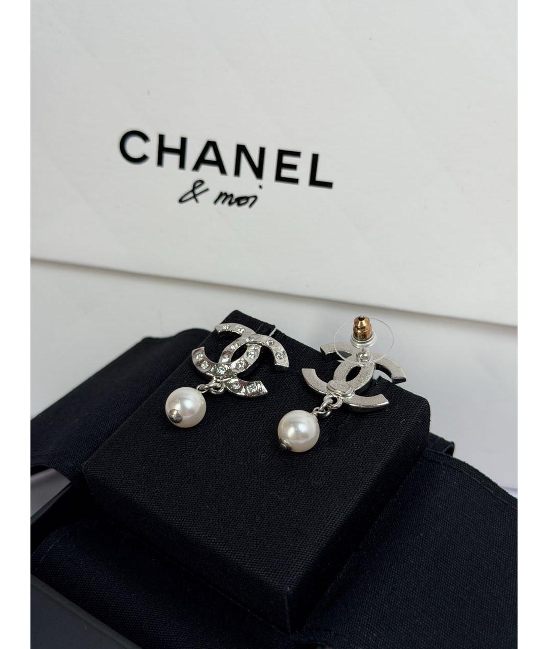 CHANEL Серебряные металлические серьги, фото 3
