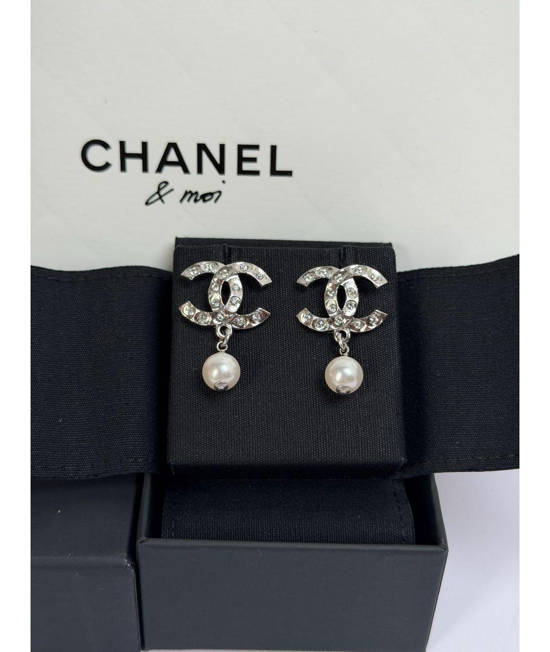 CHANEL Серебряные металлические серьги, фото 4