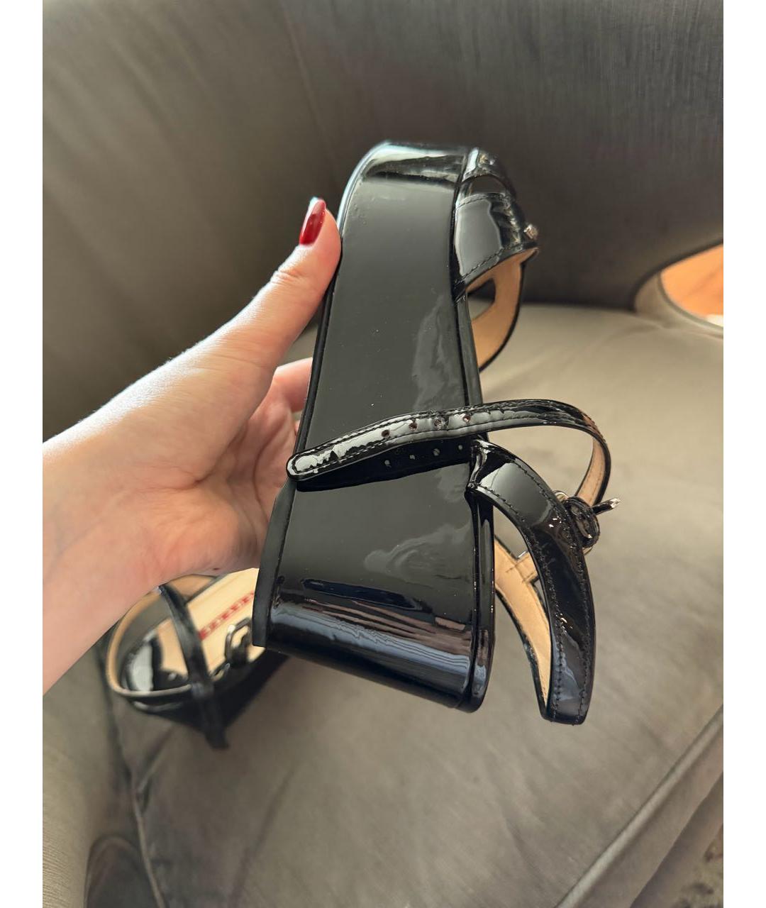 PRADA Черные босоножки из лакированной кожи, фото 8