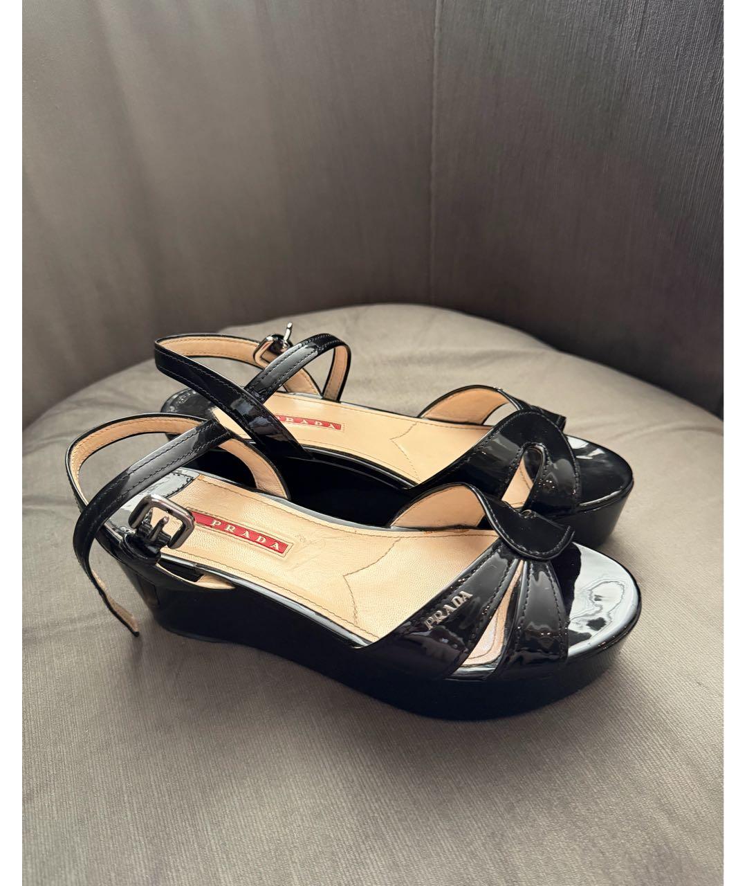 PRADA Черные босоножки из лакированной кожи, фото 9