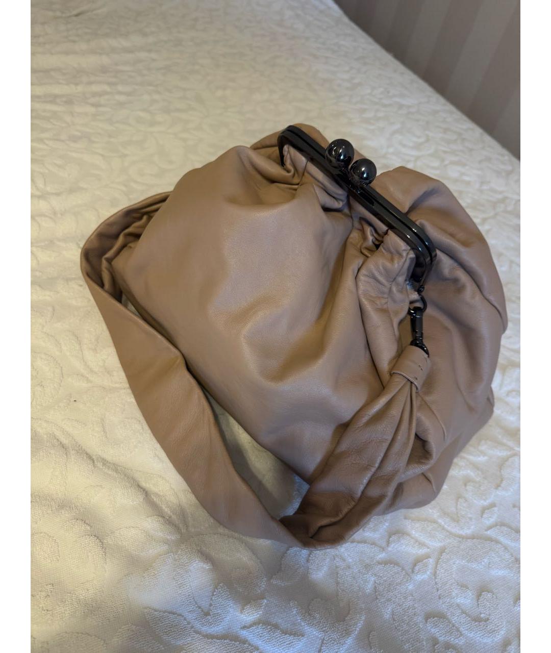 WEEKEND MAX MARA Бежевая кожаная сумка через плечо, фото 2