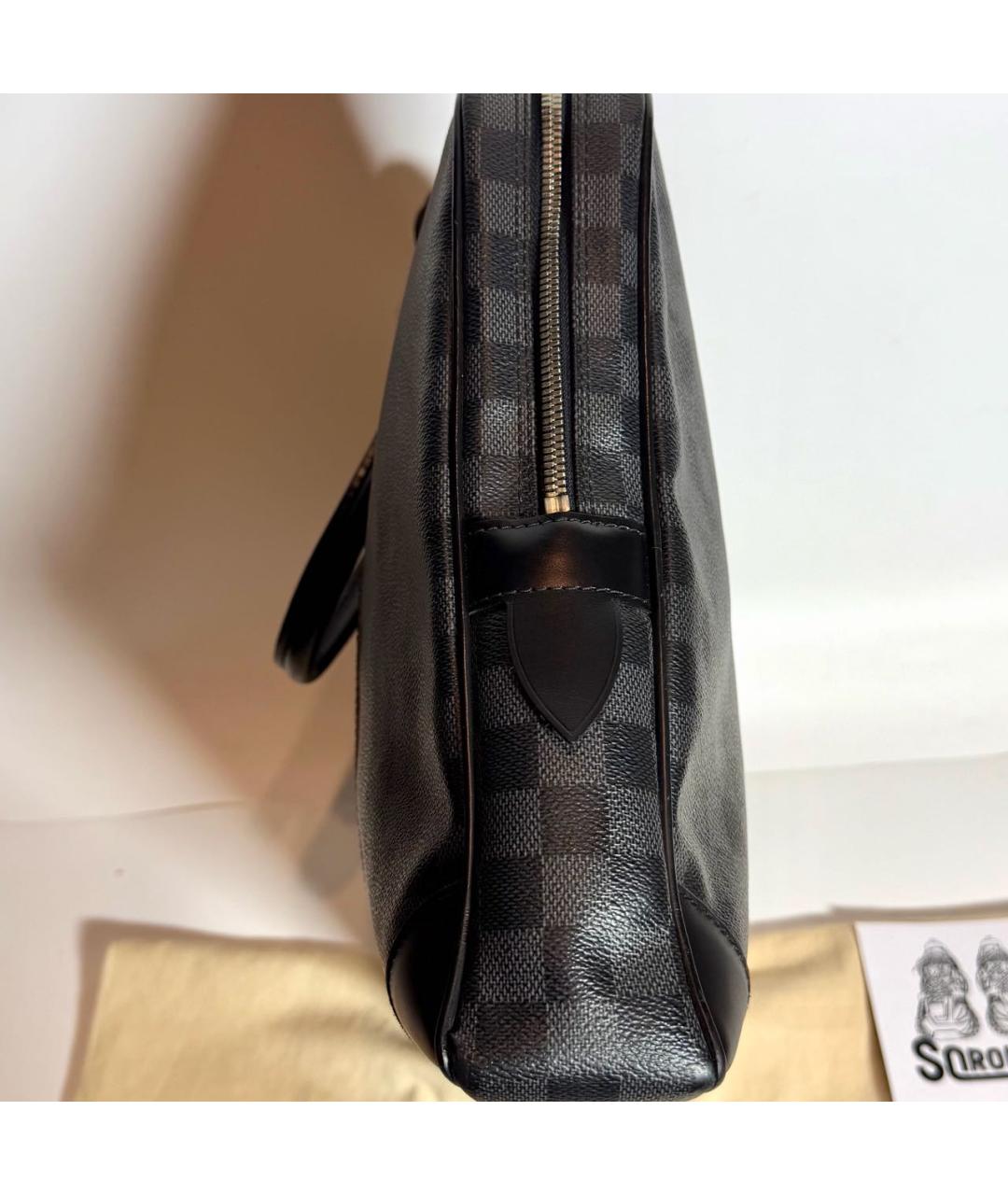LOUIS VUITTON Черный кожаный портфель, фото 3