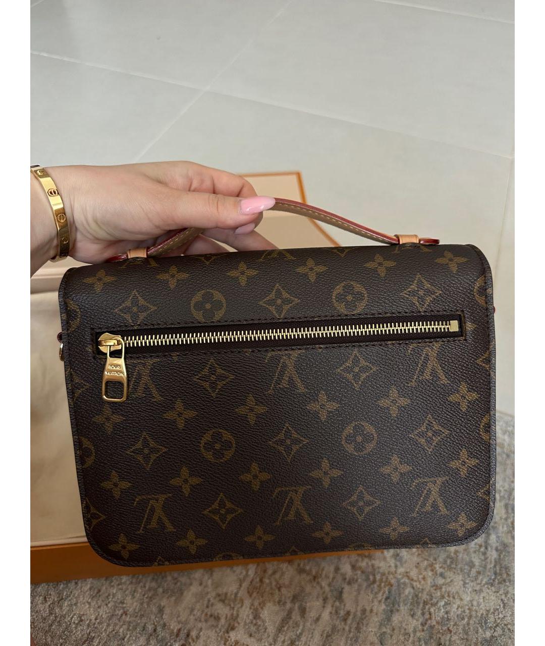 LOUIS VUITTON Коричневая канва сумка через плечо, фото 3