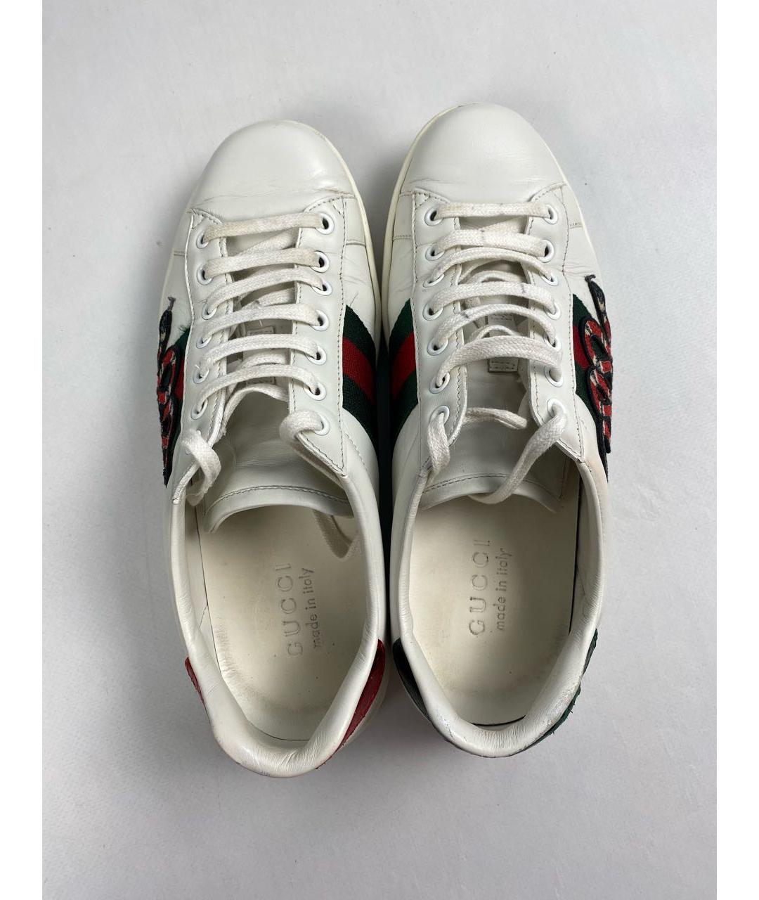 GUCCI Белые кожаные низкие кроссовки / кеды, фото 6