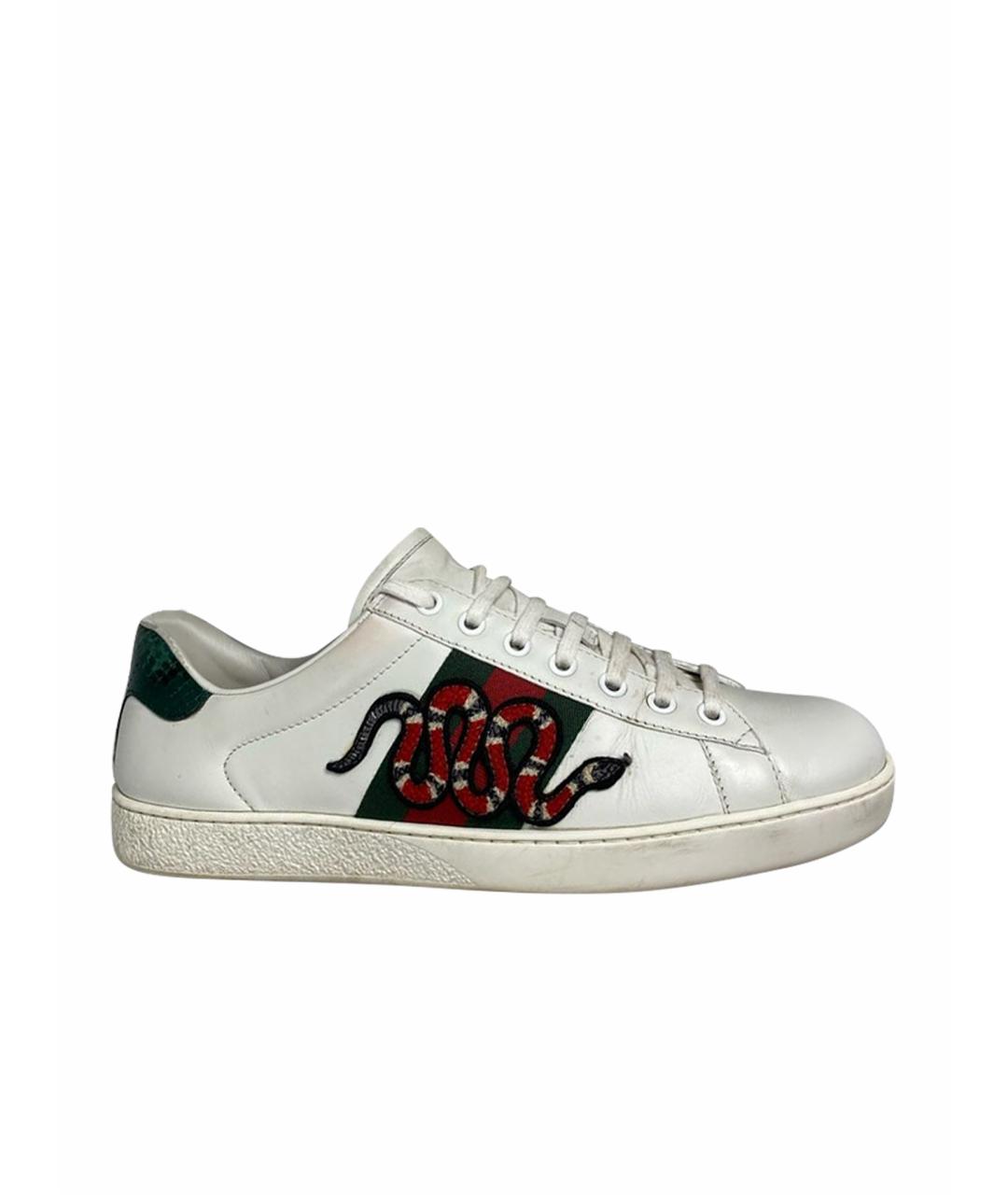 GUCCI Белые кожаные низкие кроссовки / кеды, фото 1