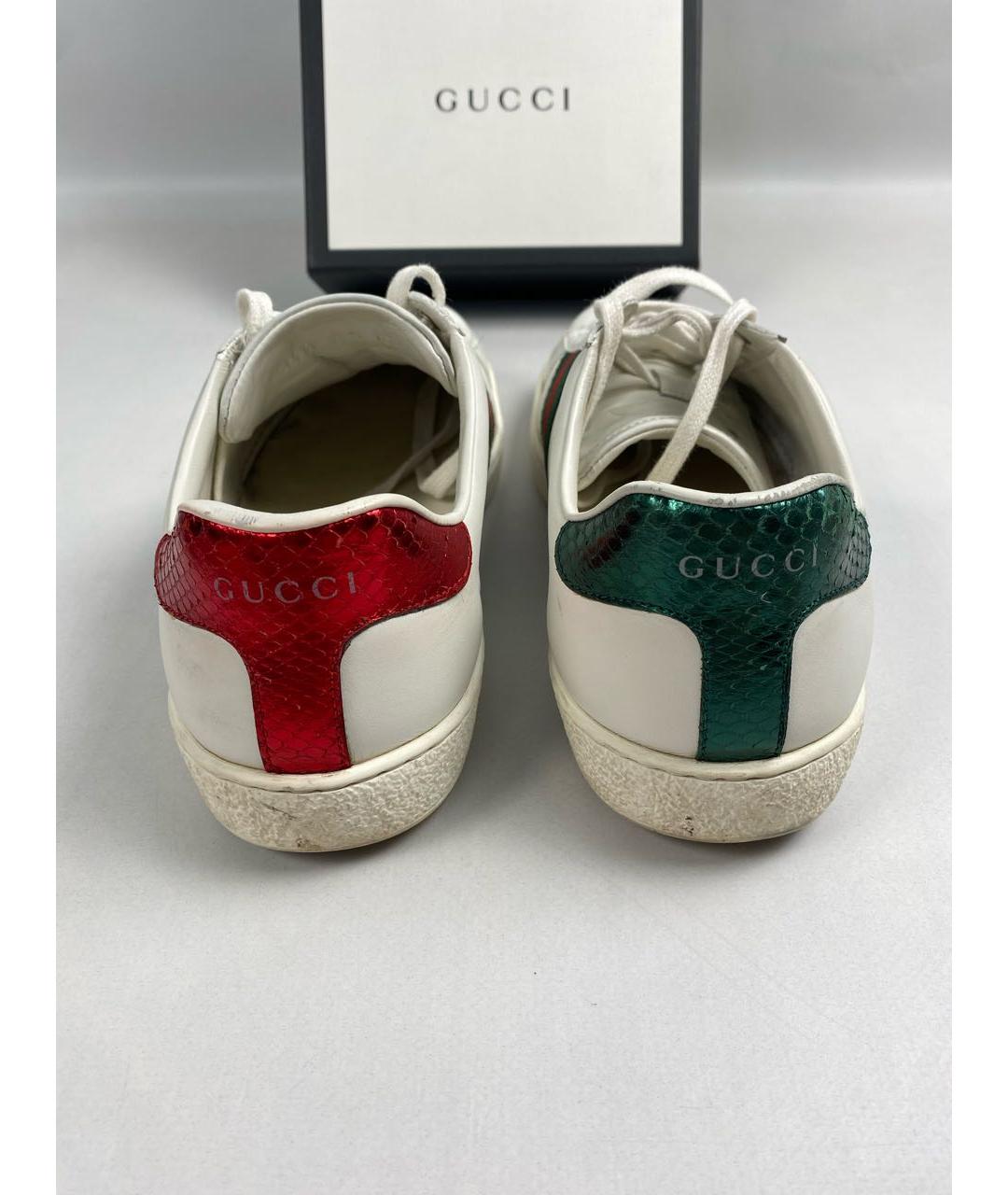 GUCCI Белые кожаные низкие кроссовки / кеды, фото 7