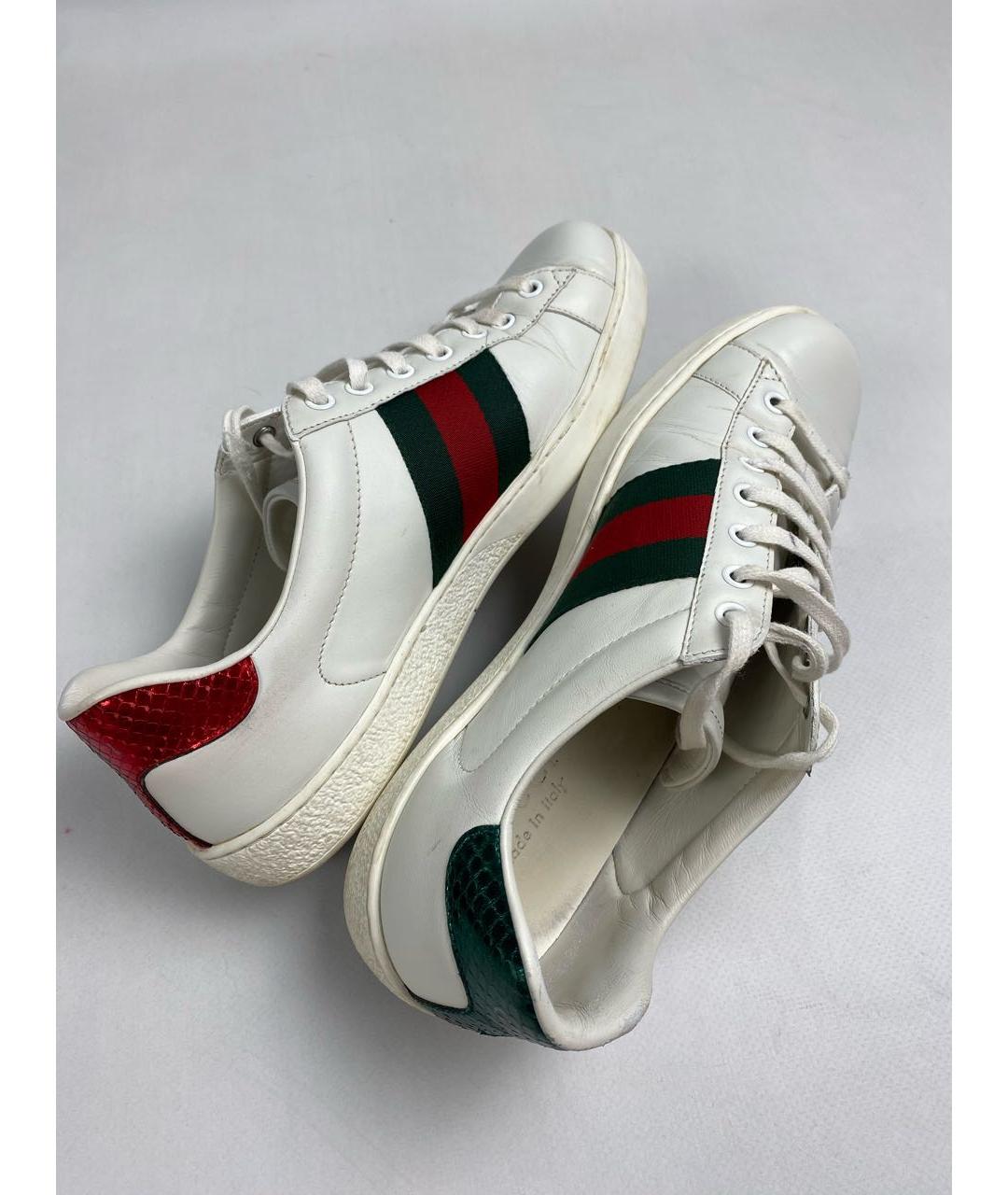 GUCCI Белые кожаные низкие кроссовки / кеды, фото 8