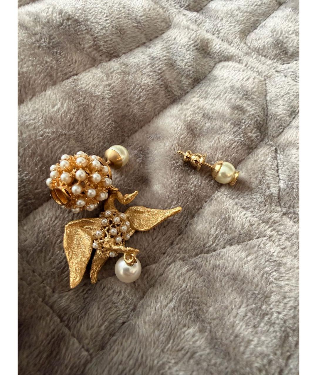 CHRISTIAN DIOR Золотые металлические серьги, фото 4