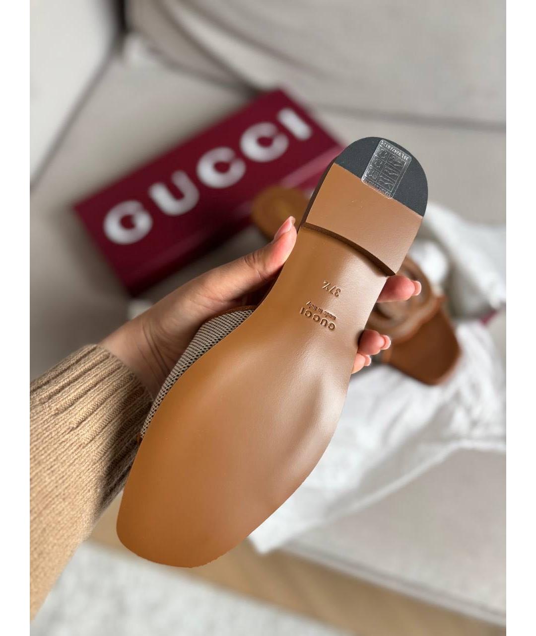 GUCCI Коричневые кожаные сандалии, фото 4