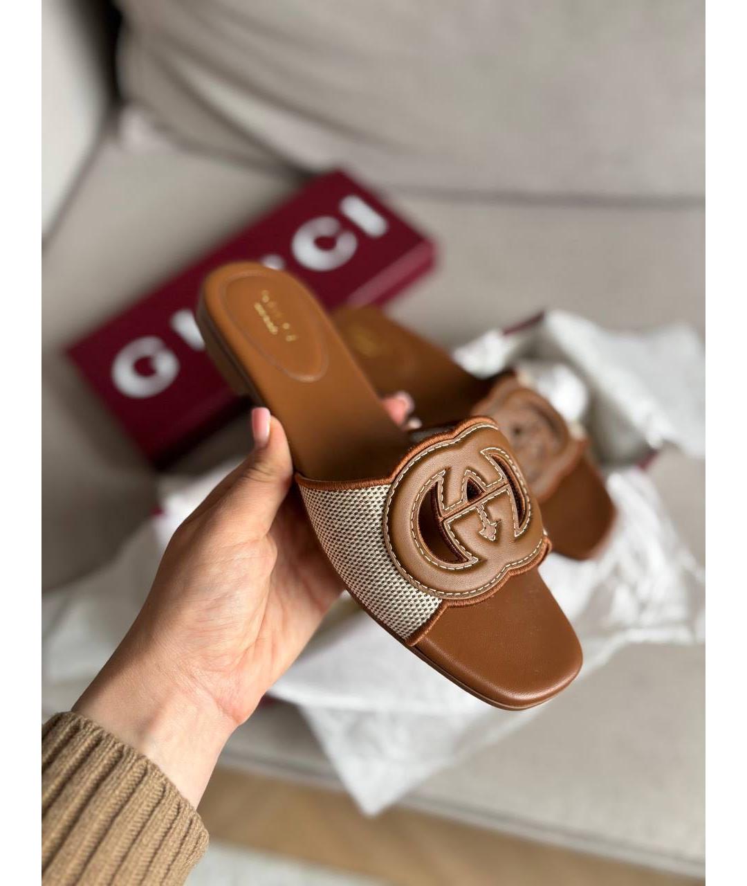 GUCCI Коричневые кожаные сандалии, фото 3
