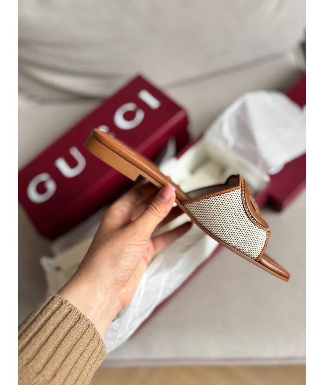 GUCCI Коричневые кожаные сандалии, фото 5