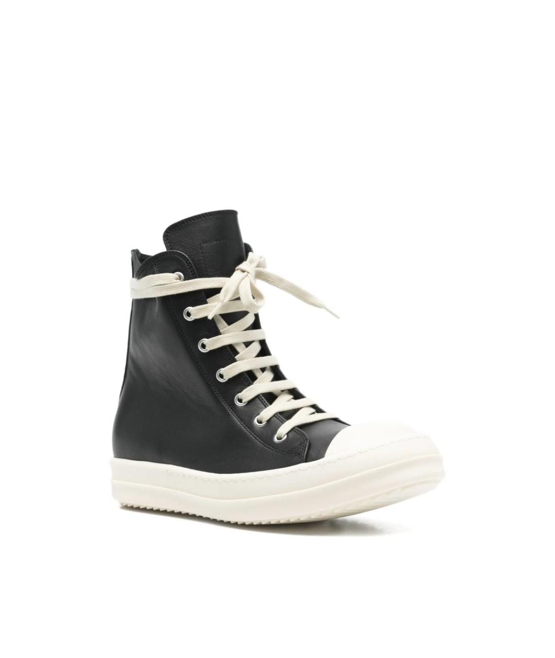 RICK OWENS Черные кожаные кеды, фото 3