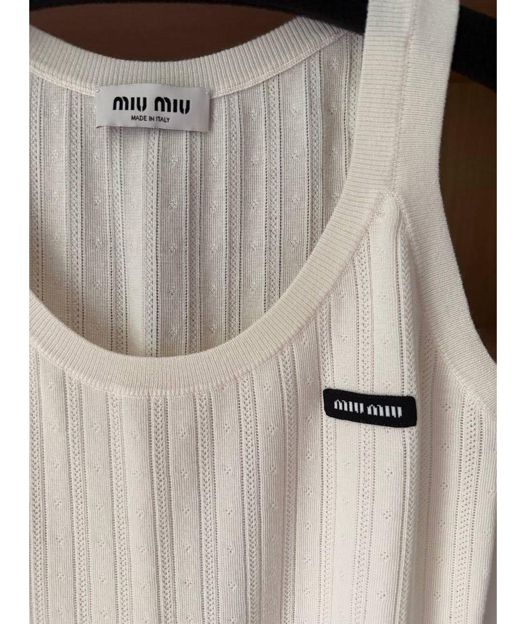 MIU MIU Белая кашемировая майка, фото 3