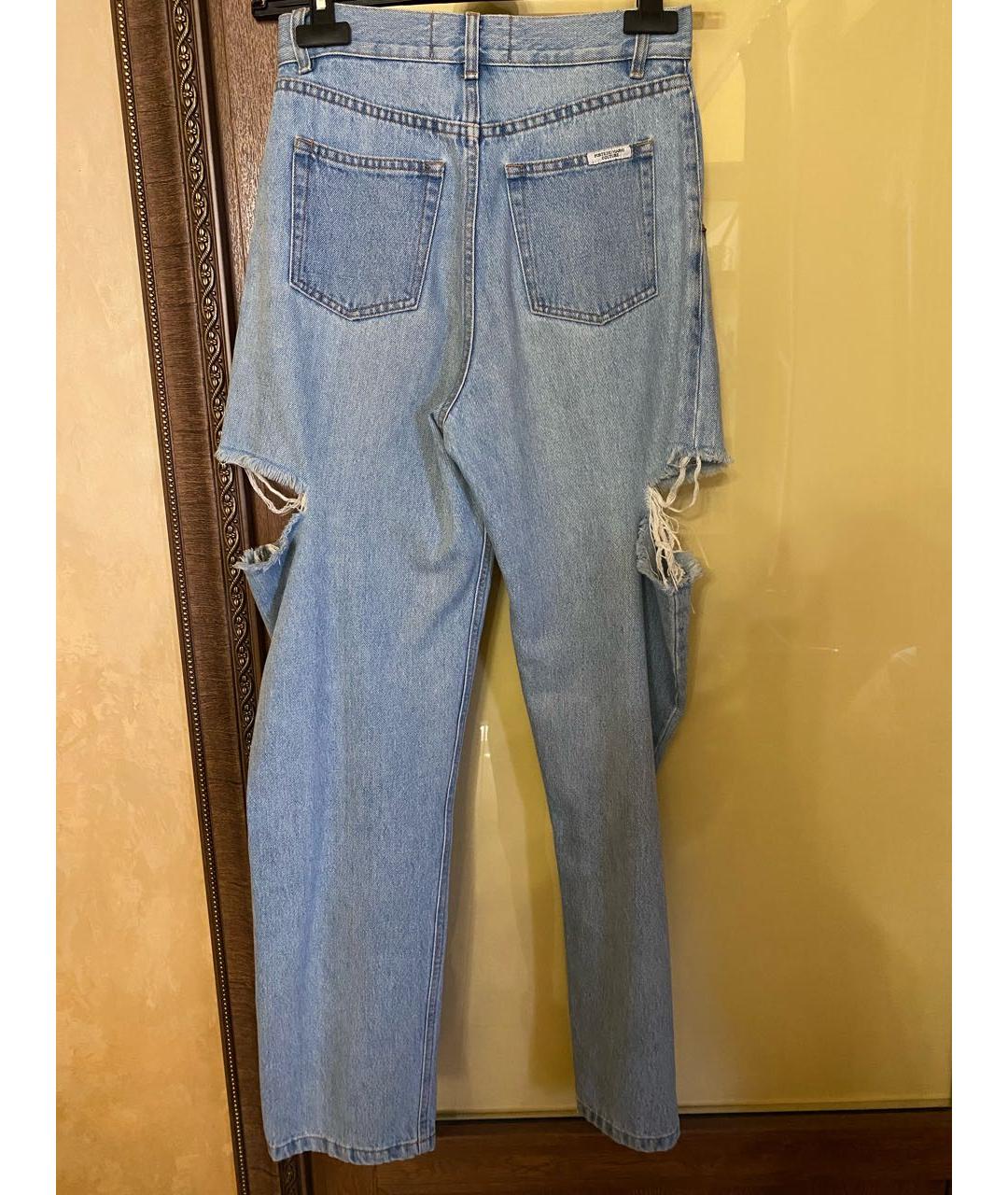 FORTE COUTURE Голубые хлопковые прямые джинсы, фото 2