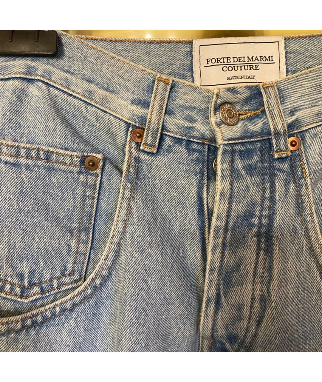 FORTE COUTURE Голубые хлопковые прямые джинсы, фото 3
