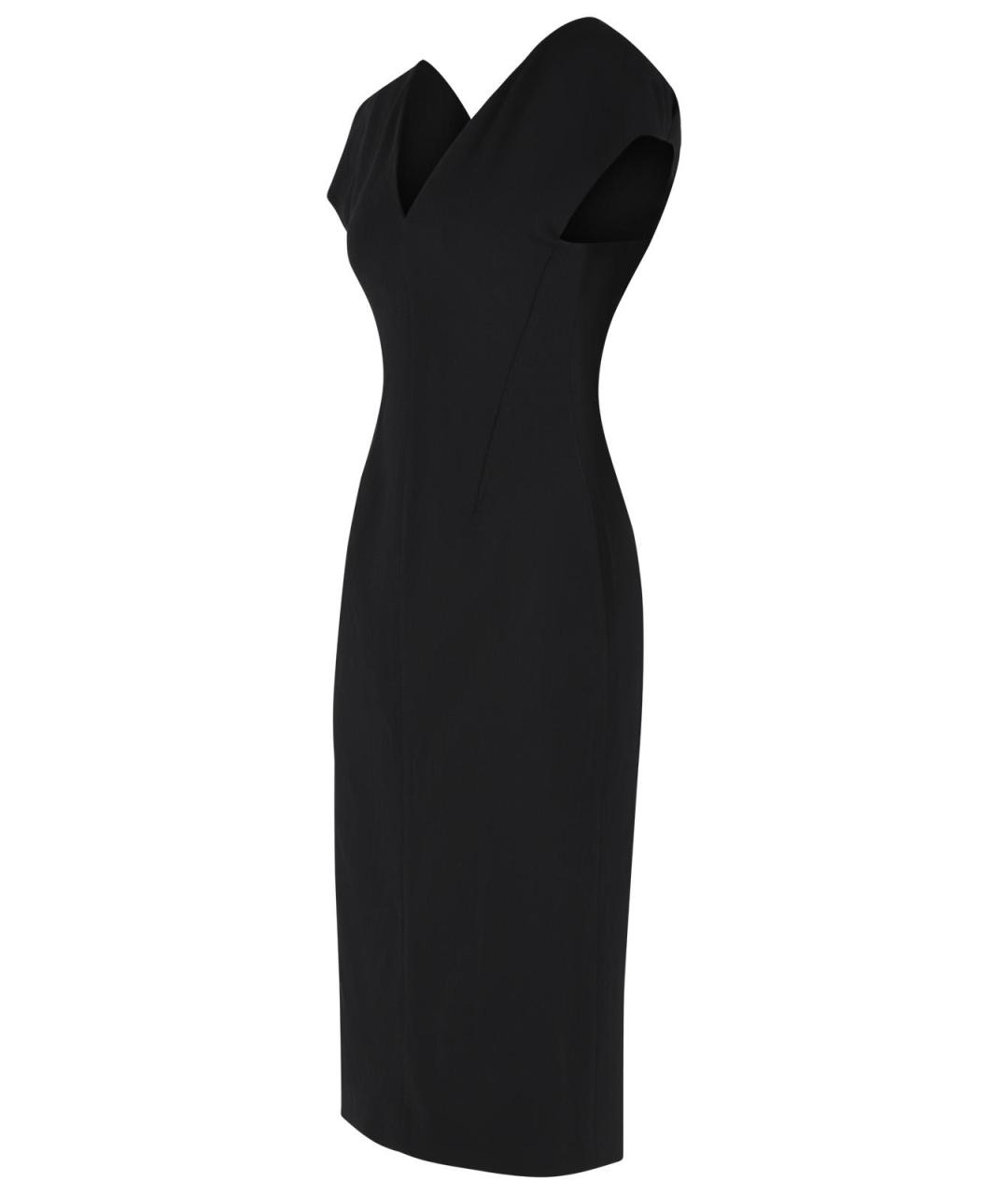 JIL SANDER Черное шерстяное коктейльное платье, фото 2