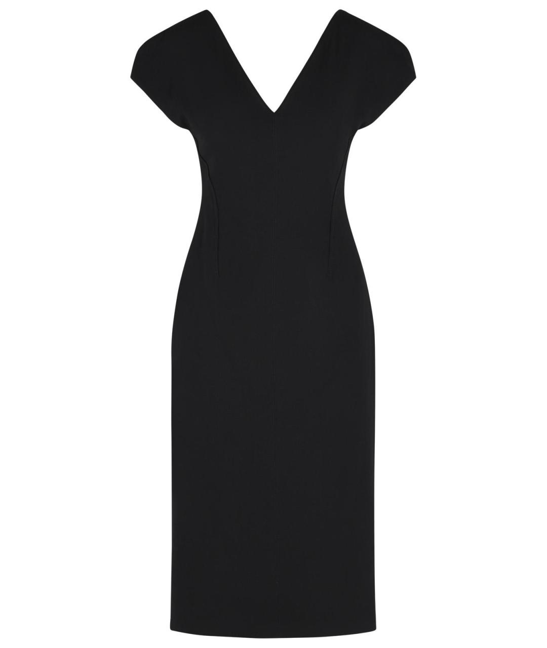 JIL SANDER Черное шерстяное коктейльное платье, фото 1