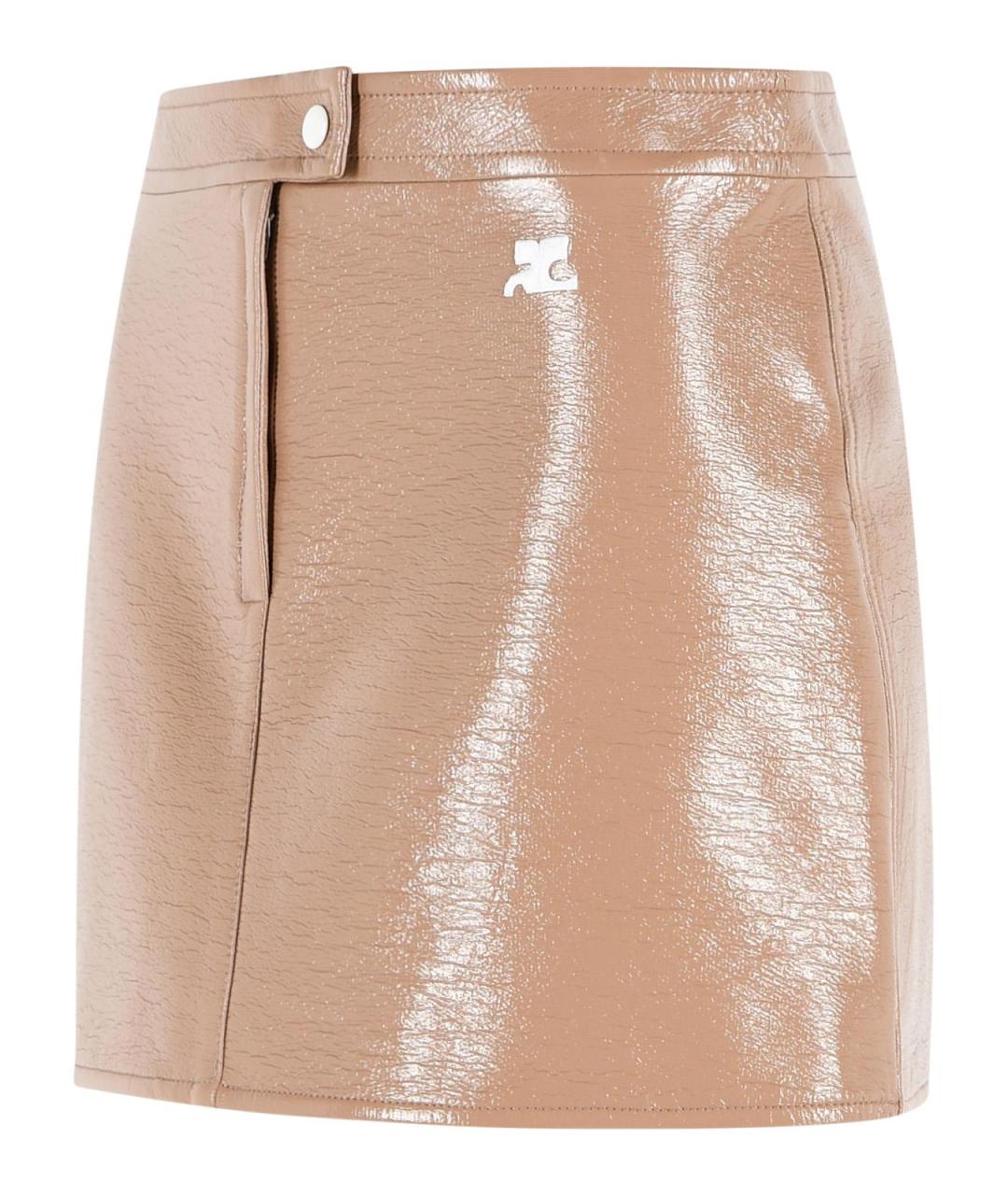 COURREGES Бежевая хлопковая юбка мини, фото 2