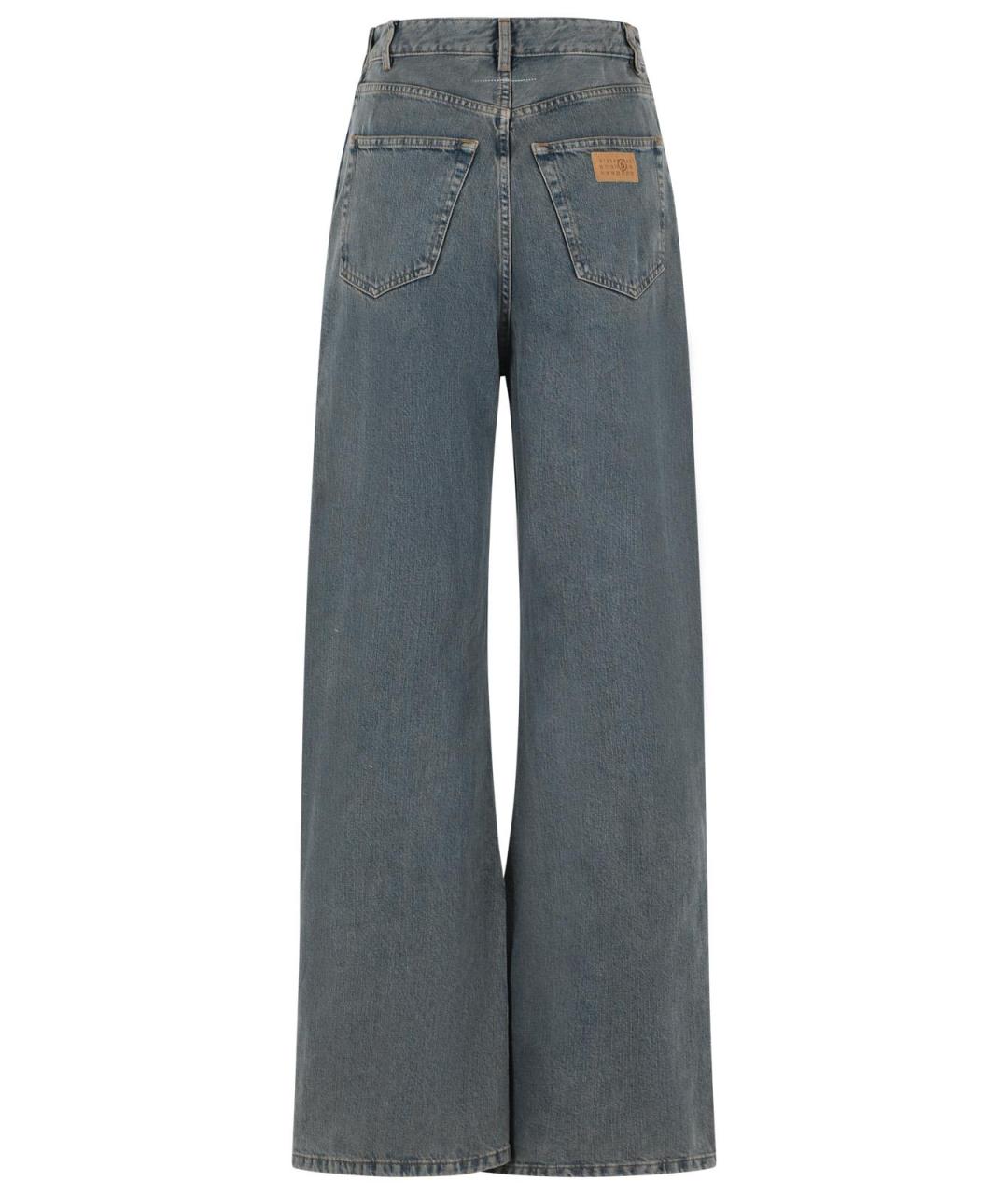 MM6 MAISON MARGIELA Синие хлопковые прямые джинсы, фото 3