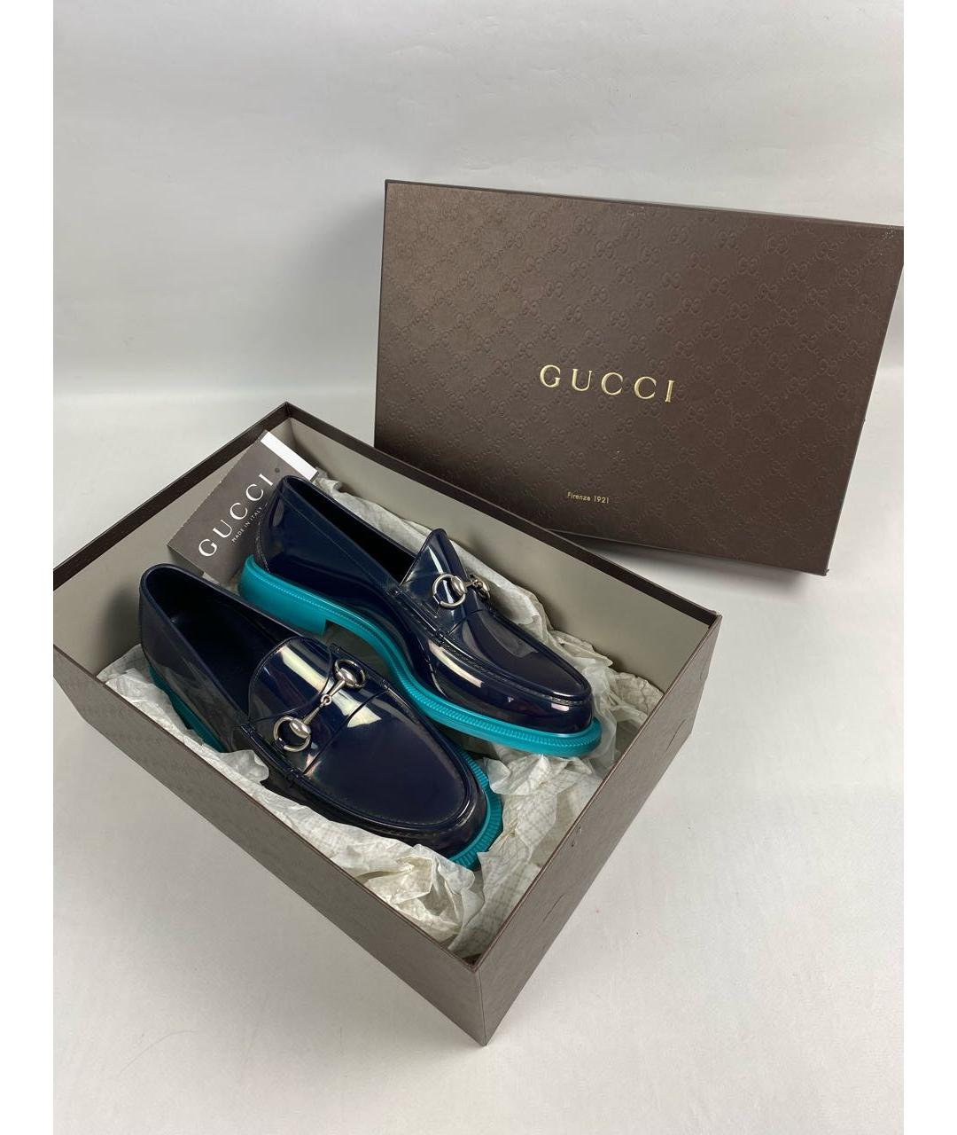GUCCI Черные резиновые лоферы, фото 2