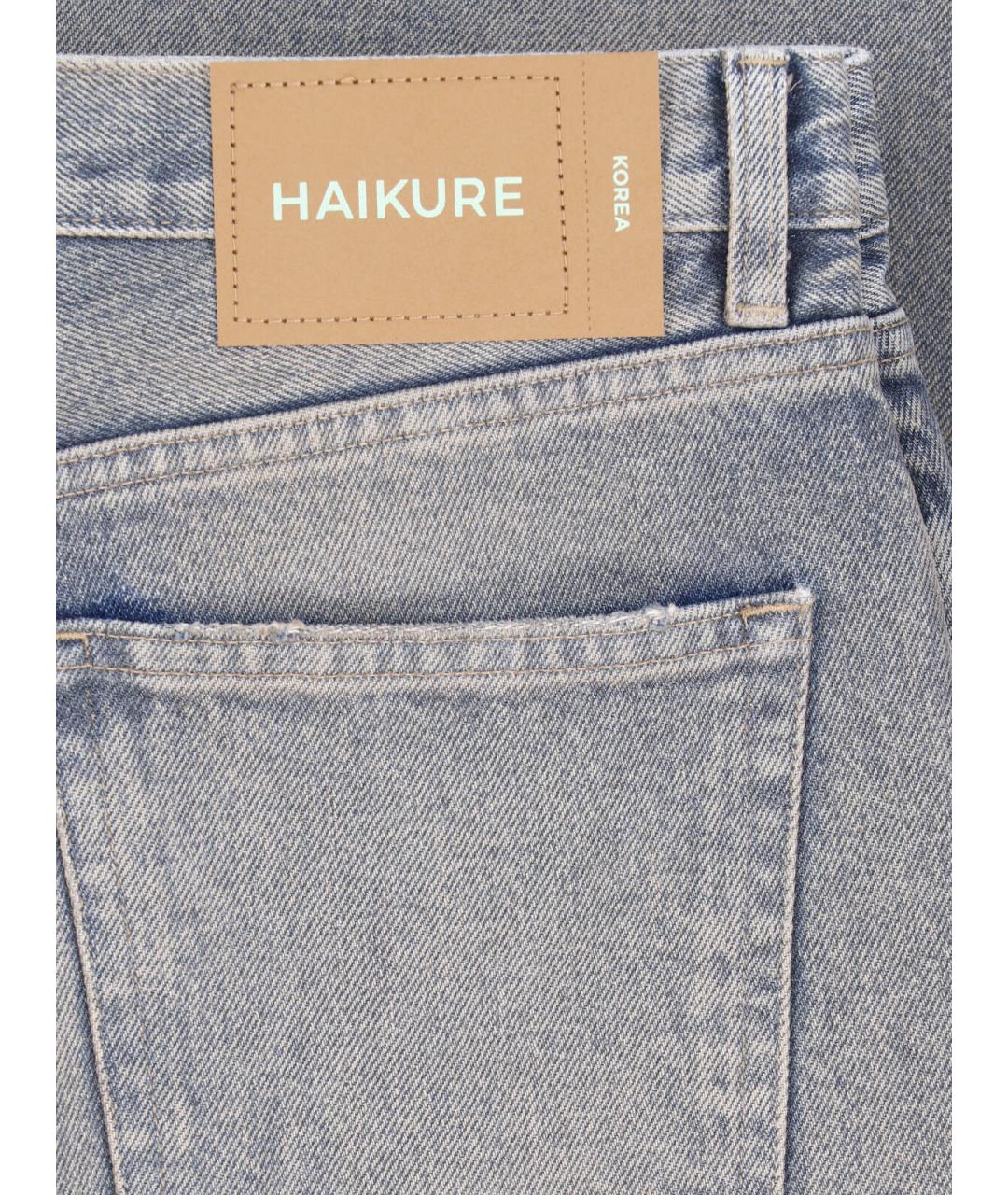HAIKURE Голубые хлопковые прямые джинсы, фото 5