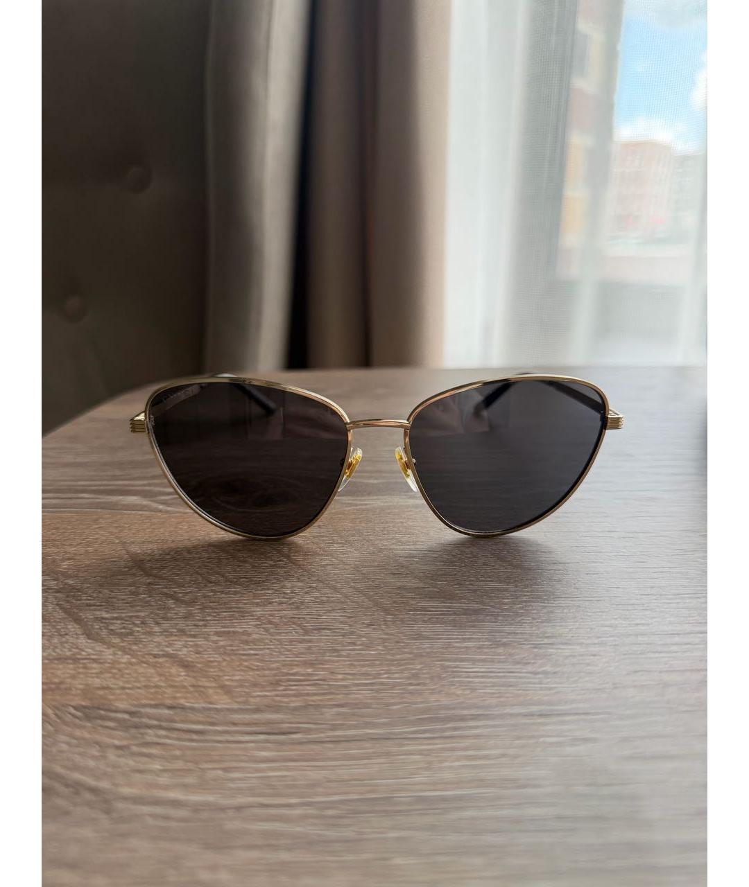 GUCCI Золотые металлические солнцезащитные очки, фото 9