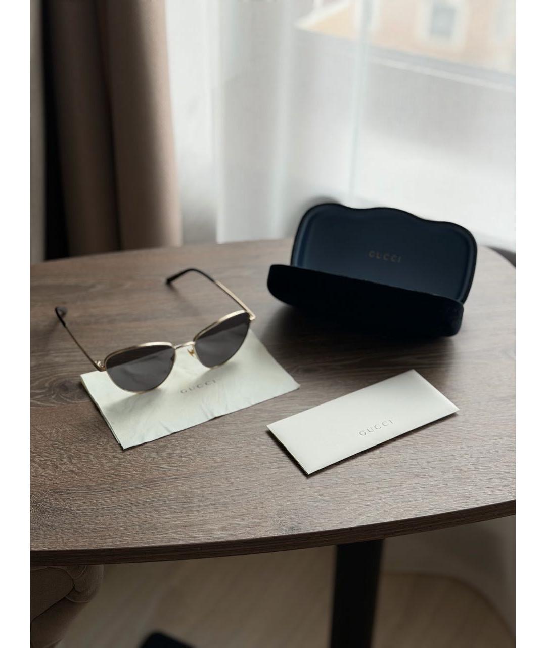 GUCCI Золотые металлические солнцезащитные очки, фото 5