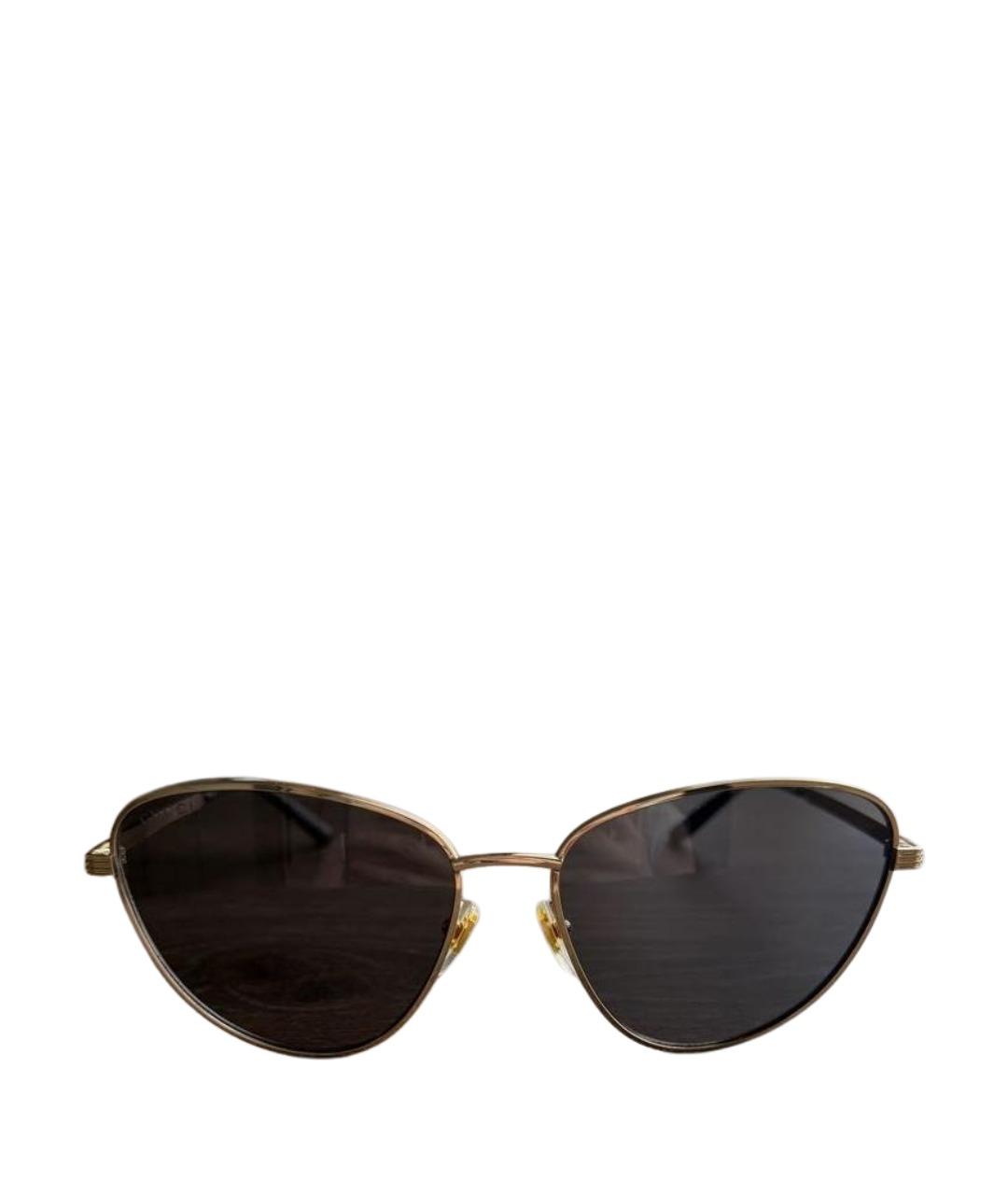 GUCCI Золотые металлические солнцезащитные очки, фото 1