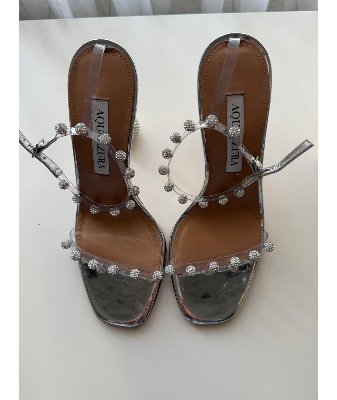 AQUAZZURA Серебряные босоножки, фото 2